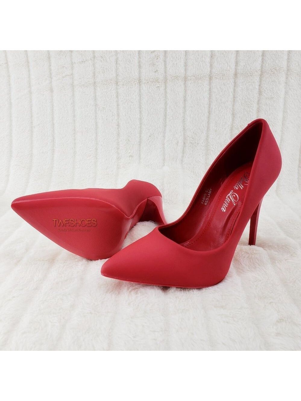 Red Matte Pointy Toe Pumps High Heel Shoes